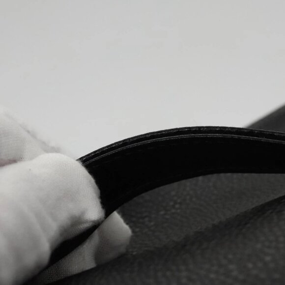 CHANEL Bicolore Vanity Cosmetic Pouch Grained Calf Skin Black Gold CC Auth - Picture 9 of 15